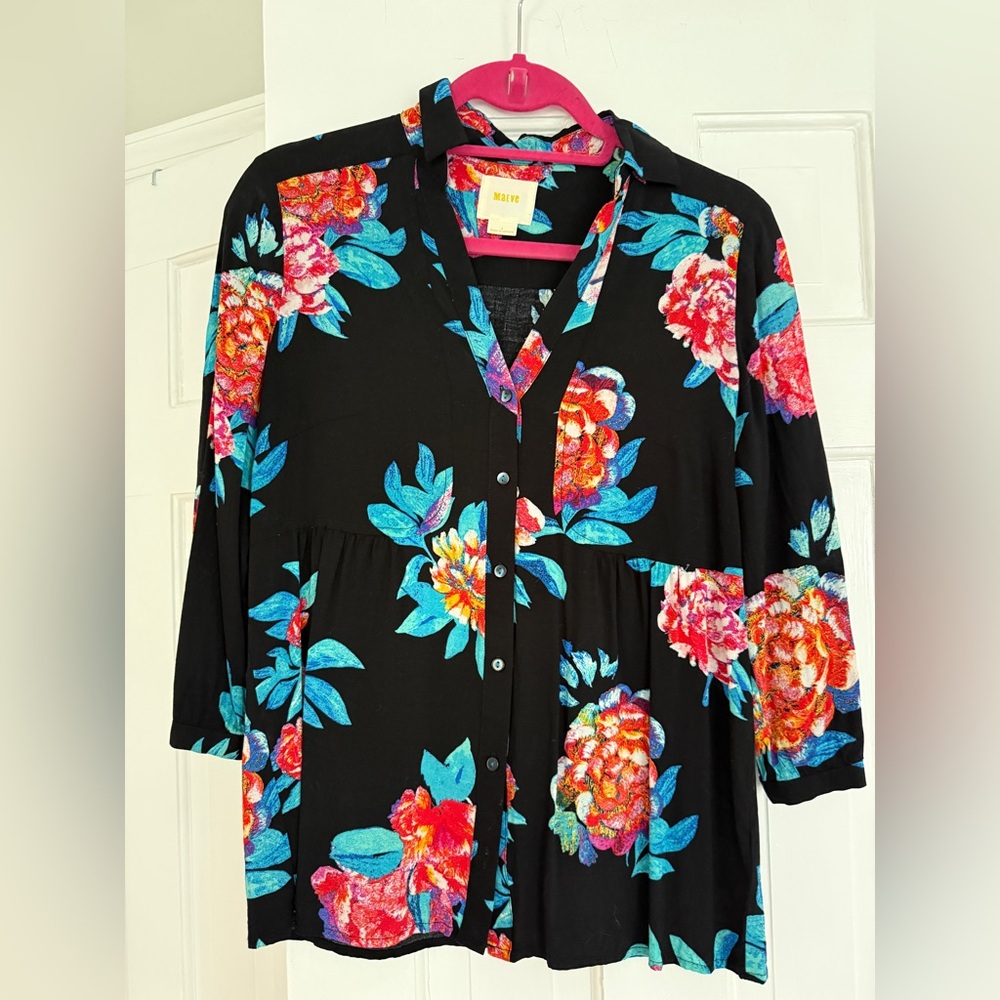 Floral Black Top
